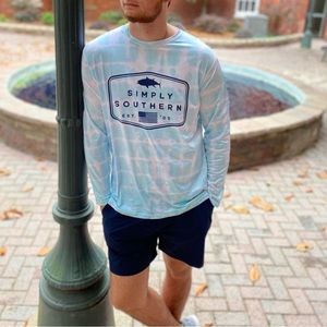 ✨🆕💦🏊‍♂️SIMPLY SOUTHERN FISH DESIGN UPF 50 + LOGO RASHGUARD TOP🏊‍♂️💦